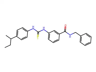N-benzyl-3-[(4-butan-2-ylphenyl)carbamothioylamino]benzamide structure