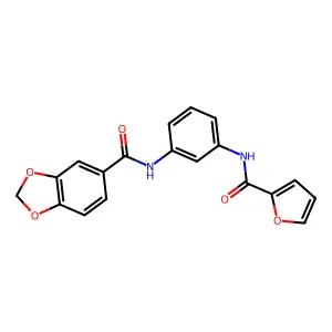 N-[3-(2-furoylamino)phenyl]-1,3-benzodioxole-5-carboxamide structure