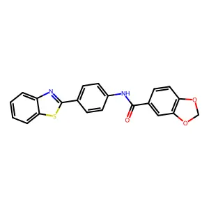 N-[4-(1,3-benzothiazol-2-yl)phenyl]-1,3-benzodioxole-5-carboxamide structure