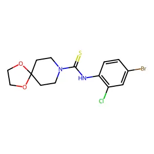 N-(4-bromo-2-chlorophenyl)-1,4-dioxa-8-azaspiro[4.5]decane-8-carbothioamide structure