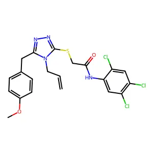 2-[[5-[(4-methoxyphenyl)methyl]-4-prop-2-enyl-1,2,4-triazol-3-yl]sulfanyl]-N-(2,4,5-trichlorophenyl)acetamide structure