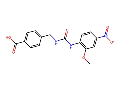 4-({[(2-Methoxy-4-nitrophenyl)carbamoyl]amino}methyl)benzoic acid structure