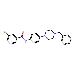 N-[4-(4-benzylpiperazin-1-yl)phenyl]-5-bromopyridine-3-carboxamide structure