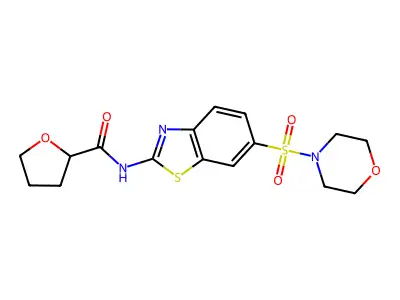 N-[(2E)-6-(morpholin-4-ylsulfonyl)-1,3-benzothiazol-2(3H)-ylidene]tetrahydrofuran-2-carboxamide structure