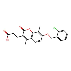 3-[7-[(2-Chlorophenyl)methoxy]-4,8-dimethyl-2-oxochromen-3-yl]propanoic acid structure
