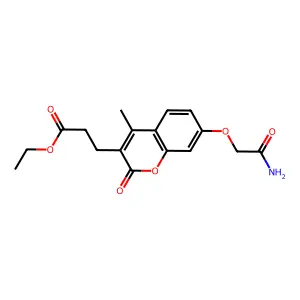 ethyl 3-[7-(2-amino-2-oxoethoxy)-4-methyl-2-oxo-2H-chromen-3-yl]propanoate structure
