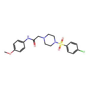 2-{4-[(4-chlorophenyl)sulfonyl]-1-piperazinyl}-N-(4-methoxyphenyl)acetamide structure