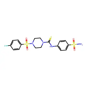 4-(4-fluorophenyl)sulfonyl-N-(4-sulfamoylphenyl)piperazine-1-carbothioamide structure