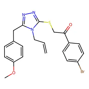 1-(4-bromophenyl)-2-[[5-[(4-methoxyphenyl)methyl]-4-prop-2-enyl-1,2,4-triazol-3-yl]sulfanyl]ethanone structure