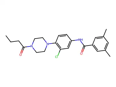 N-[4-(4-butanoylpiperazin-1-yl)-3-chlorophenyl]-3,5-dimethylbenzamide structure