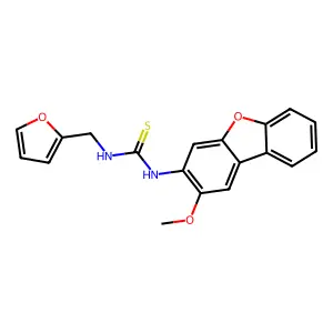 1-(Furan-2-ylmethyl)-3-(2-methoxydibenzofuran-3-yl)thiourea structure