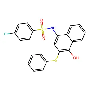 4-fluoro-N-(4-hydroxy-3-phenylsulfanylnaphthalen-1-yl)benzenesulfonamide structure