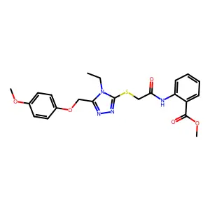 methyl 2-{[({4-ethyl-5-[(4-methoxyphenoxy)methyl]-4H-1,2,4-triazol-3-yl}sulfanyl)acetyl]amino}benzoate structure
