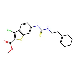methyl 3-chloro-6-({[(2-cyclohex-1-enylethyl)amino]thioxomethyl}amino)benzo[b] thiophene-2-carboxylate structure