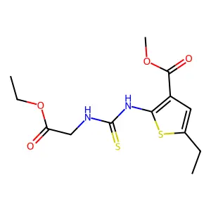 ethyl 2-[({[5-ethyl-3-(methoxycarbonyl)(2-thienyl)]amino}thioxomethyl)amino]ac etate structure