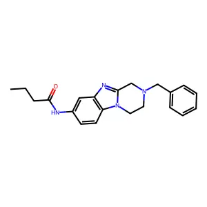 N-(2-benzyl-3,4-dihydro-1H-pyrazino[1,2-a]benzimidazol-8-yl)butanamide structure