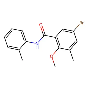 5-bromo-2-methoxy-3-methyl-N-(2-methylphenyl)benzamide structure