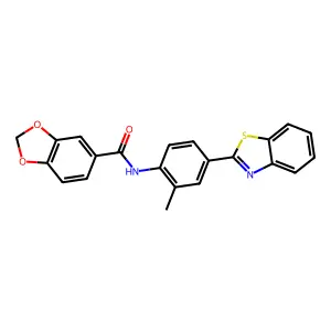 N-[4-(1,3-benzothiazol-2-yl)-2-methylphenyl]-1,3-benzodioxole-5-carboxamide structure