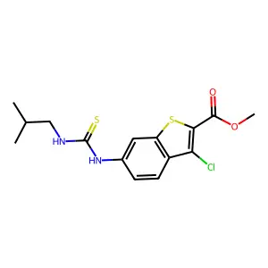 methyl 3-chloro-6-(3-isobutylthioureido)benzo[b]thiophene-2-carboxylate structure