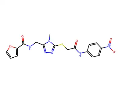 N-[[4-methyl-5-[2-(4-nitroanilino)-2-oxoethyl]sulfanyl-1,2,4-triazol-3-yl]methyl]furan-2-carboxamide structure