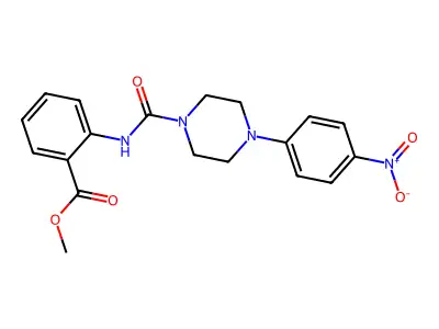 Methyl 2-{[4-(4-nitrophenyl)piperazinyl]carbonylamino}benzoate structure