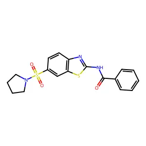 N-(6-pyrrolidin-1-ylsulfonyl-1,3-benzothiazol-2-yl)benzamide structure