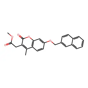 methyl [4-methyl-7-(naphthalen-2-ylmethoxy)-2-oxo-2H-chromen-3-yl]acetate structure