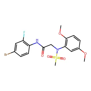 N-(4-bromo-2-fluorophenyl)-2-(2,5-dimethoxy-N-methylsulfonylanilino)acetamide structure