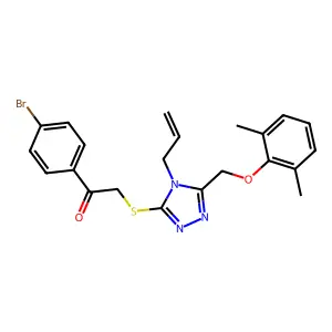1-(4-bromophenyl)-2-({5-[(2,6-dimethylphenoxy)methyl]-4-(prop-2-en-1-yl)-4H-1,2,4-triazol-3-yl}sulfanyl)ethanone structure