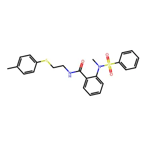 2-[benzenesulfonyl(methyl)amino]-N-[2-(4-methylphenyl)sulfanylethyl]benzamide structure