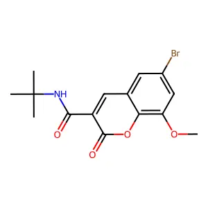 6-bromo-N-tert-butyl-8-methoxy-2-oxochromene-3-carboxamide structure
