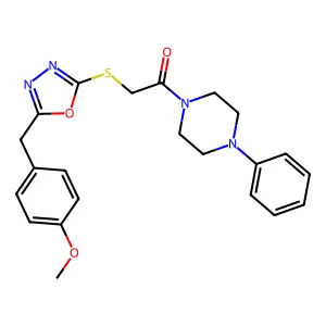 1-({[5-(4-Methoxybenzyl)-1,3,4-oxadiazol-2-yl]thio}acetyl)-4-phenylpiperazine structure