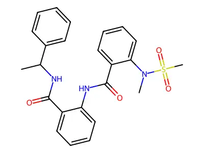 2-[[2-[methyl(methylsulfonyl)amino]benzoyl]amino]-N-(1-phenylethyl)benzamide structure