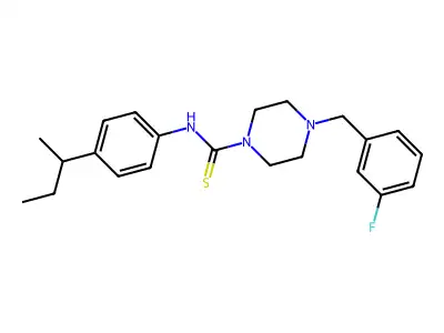 N-(4-butan-2-ylphenyl)-4-[(3-fluorophenyl)methyl]piperazine-1-carbothioamide structure