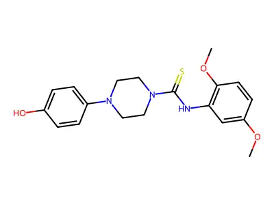 N-(2,5-dimethoxyphenyl)-4-(4-hydroxyphenyl)piperazine-1-carbothioamide structure