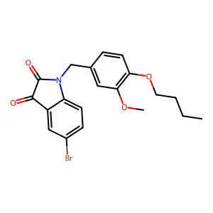 5-Bromo-1-(4-butoxy-3-methoxybenzyl)indoline-2,3-dione structure