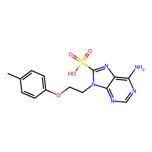 6-Amino-9-[2-(4-methylphenoxy)ethyl]purine-8-sulfonic acid structure