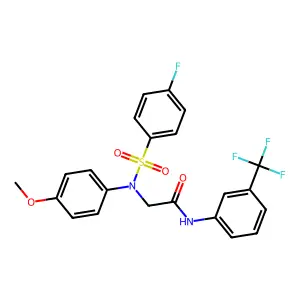 2-(N-(4-fluorophenyl)sulfonyl-4-methoxyanilino)-N-[3-(trifluoromethyl)phenyl]acetamide structure