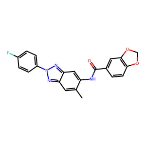 N-[2-(4-fluorophenyl)-6-methylbenzotriazol-5-yl]-1,3-benzodioxole-5-carboxamide structure
