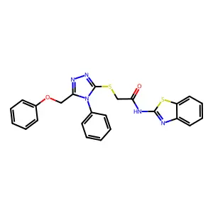 N-(1,3-benzothiazol-2-yl)-2-[[5-(phenoxymethyl)-4-phenyl-1,2,4-triazol-3-yl]sulfanyl]acetamide structure