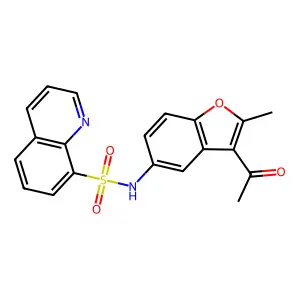 N-(3-acetyl-2-methyl-1-benzofuran-5-yl)quinoline-8-sulfonamide structure