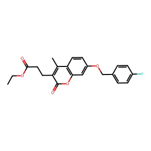 ethyl 3-{7-[(4-fluorobenzyl)oxy]-4-methyl-2-oxo-2H-chromen-3-yl}propanoate structure