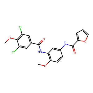 N-[3-[(3,5-dichloro-4-methoxybenzoyl)amino]-4-methoxyphenyl]furan-2-carboxamide structure