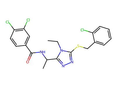 3,4-dichloro-N-(1-{5-[(2-chlorobenzyl)sulfanyl]-4-ethyl-4H-1,2,4-triazol-3-yl}ethyl)benzamide structure