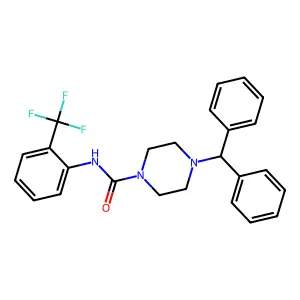 4-benzhydryl-N-[2-(trifluoromethyl)phenyl]piperazine-1-carboxamide structure