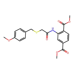 Dimethyl 2-({[(4-methoxybenzyl)sulfanyl]acetyl}amino)benzene-1,4-dicarboxylate structure