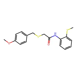 2-[(4-methoxybenzyl)sulfanyl]-N-[2-(methylsulfanyl)phenyl]acetamide structure