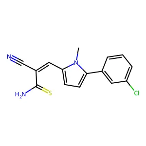 (E)-3-(5-(3-chlorophenyl)-1-methyl-1H-pyrrol-2-yl)-2-cyanoprop-2-enethioamide structure