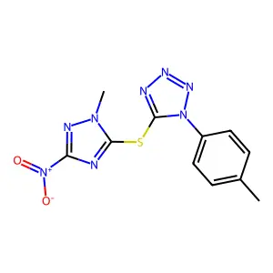 5-[(2-Methyl-5-nitro-1,2,4-triazol-3-yl)sulfanyl]-1-(4-methylphenyl)tetrazole structure
