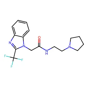 N-(2-pyrrolidin-1-ylethyl)-2-[2-(trifluoromethyl)benzimidazol-1-yl]acetamide structure
